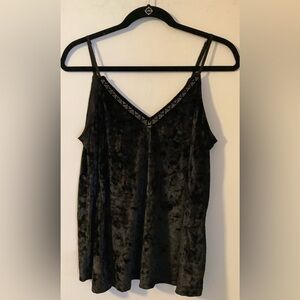 Ariat Sexy Black Velvet Deep Cut Camisole 
Shimmering Rhinestones Trim Size S
